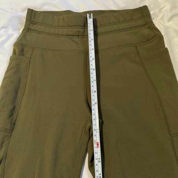 Adrienne Vittadini Sport Fleece Lined Leggings Sz S Olive green 24” w pockets - Picture 7 of 11